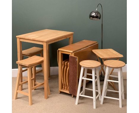 FURNITURE ASSORTMENT to include light wood gate leg table containing four folding chairs, 75cms H, 31cms W, 86cms D (closed),