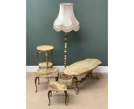 ONYX &amp; SIMILAR FURNITURE ASSORTMENT to include side tables, two tier planter stand, Long John coffee table, 44cms H, 117c