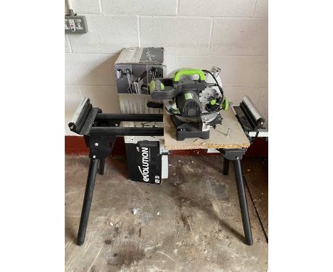 EVOLUTION CHOP/MITRE SAW and a folding roller bench E/T