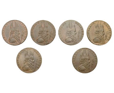 18th Century Tokens, Co WICKLOW, Cronebane, Associated Irish Mine Co, Halfpence, 1789 (6), 12.49g/6h (DH 4), 12.32g/6h (DH 9)