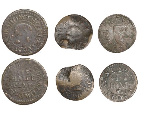 KENT, Dartford, Tho. Morley, Halfpenny, 2.09g/6h (N –; BW. 136); Henry Peirce, Farthing, 1.07g/12h (N 2467; BW. 138); Edward 
