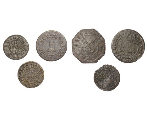 Buntingford, Mary Edwards, Halfpenny, 1669, 1.85g/3h (N 2156; BW. 64); William Ferris, Halfpenny, 1669, 1.23g/12h (N 2157b, t
