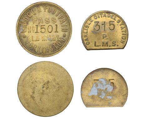 Miscellaneous Tokens and Checks, CUMBERLAND, Carlisle, L[ondon] M[idland &] S[cottish Railway], Carlisle Citadel Station, bra