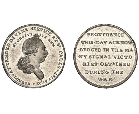 Historical Medals, Naval Thanksgiving at St Paul’s, 1797, a white metal medal, unsigned, bust of George III right, rev. provi