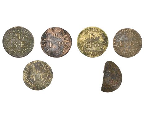 17th Century Tokens, LONDON (City), Barbican, Elizabeth Babington, Farthing, 1653, 0.57g/6h (N 6506; BW. 108); Cloak Lane, I.