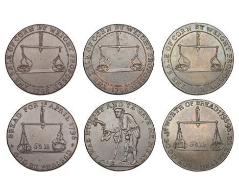 18th Century Tokens, GLOUCESTERSHIRE, Badminton, Kempson’s mule Halfpence (3), scales, revs. beggar, 9.47g/6h (DH 49), scales