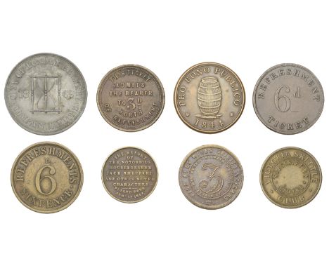 Miscellaneous Tokens and Checks, LONDON, Aldersgate, Ship Tavern, C.F. Parsons, brass Threepence, 27mm (Hayes 271); Drury Lan