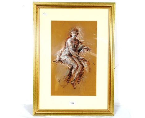 T O'Donnell, pastel and chalk on paper, nude study, signed with monogram, framed, overall 69cm x 50cm 