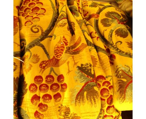 A pair of tapestry decorated lined and inter-lined curtain, drop 210cm, width 254cm approx 