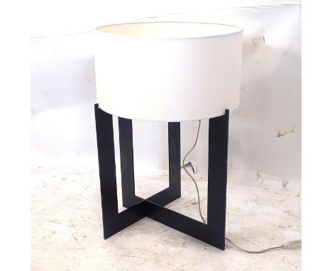 A contemporary design modernist table lamp and shade, on a black iron frame, H61cm 