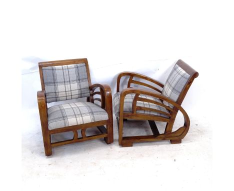 A pair of Art Deco design open armchairs 