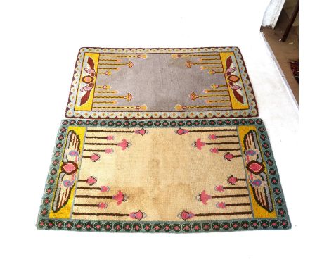 2 x 1930s Art Deco hand tufted rugs, largest 175cm x 94cm 
