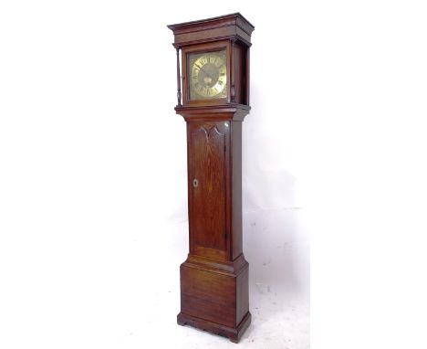CRISPIN RAVEN of EAST DEARHAM - an oak-cased 30-hour longcase clock, with brass dial and 1 subsidiary dial, H194cm, with pend