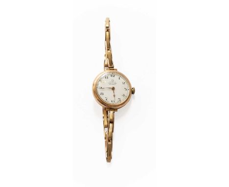 A Lady's 9 Carat Gold Wristwatch, signed Omega, retailed by Diss &amp; Sons, Dewsbury, manual wound movement signed and numbe