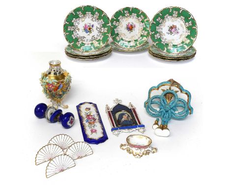 A Collection of British and European Porcelain, late 19th / 20th century, including a set of ten New Chelsea dessert plates, 