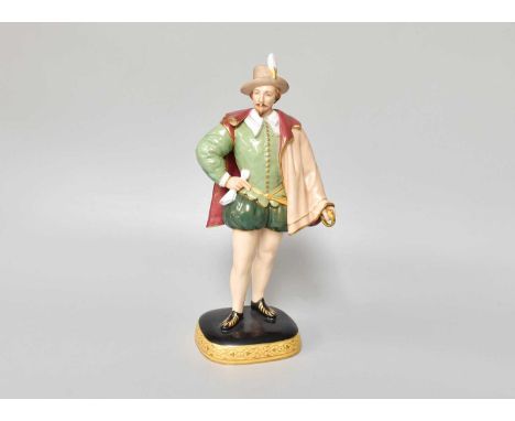 A Royal Worcester Porcelain Figure, "Sir Walter Raleigh", after Zaccaro, model number 2668, black printed mark 27cm high