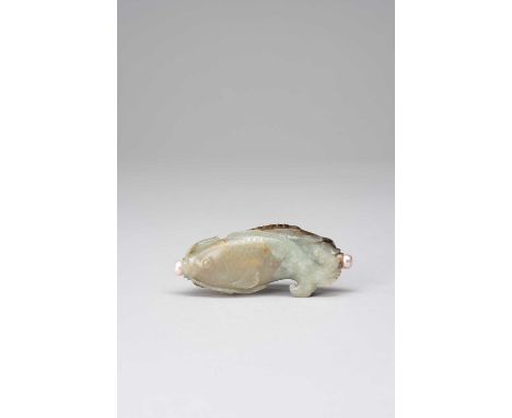 A CHINESE JADE TWIN FISH DOUBLE SNUFF BOTTLELATE 17TH/EARLY 18TH CENTURYThe stone of a greyish celadon colour, with brown inc