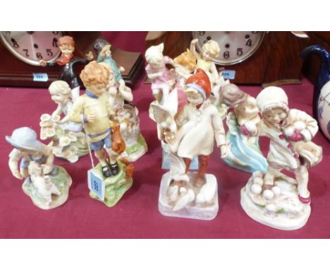Twelve Royal Worcester figures by F.G. Doughty, emblematic of the months of the year. December cracked