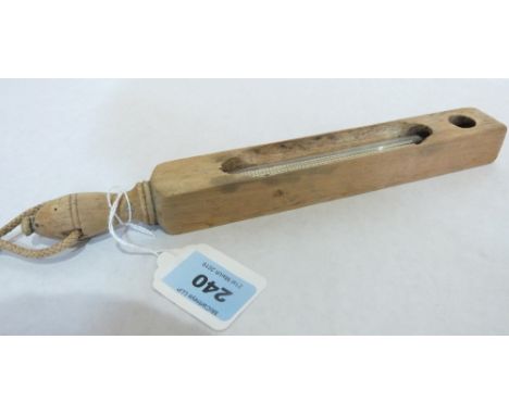 A beechwood cased mercurial thermometer marked 'Dr Forbes Specifications'. 10' long
