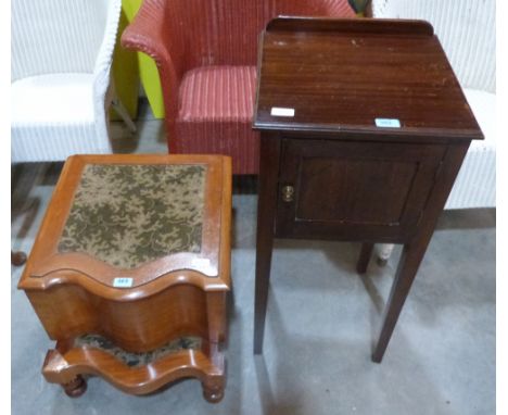 A mahogany pot cupboard and a Victorian walnut step commode