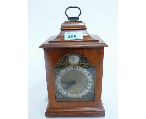 A walnut bracket style clock, the Rotherhams movement with platform lever escapement. 10' high