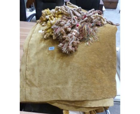 Three pairs of curtains with tie backs 