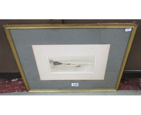 Late 19thC or early 20thC monochrome etching of Lyme Regis - Signed &amp; title in pencil to lower right &amp; left - Set in 