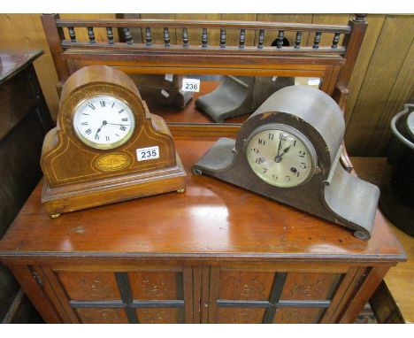 Edwardian inlaid mantle clock &amp; another