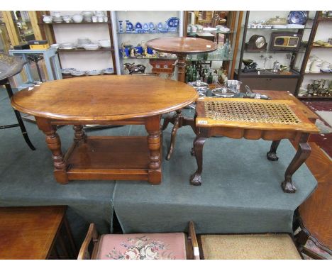 Mahogany coffee table, lamp table &amp; cabriole leg stool