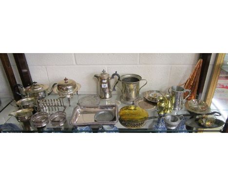 Shelf of silver plate etc