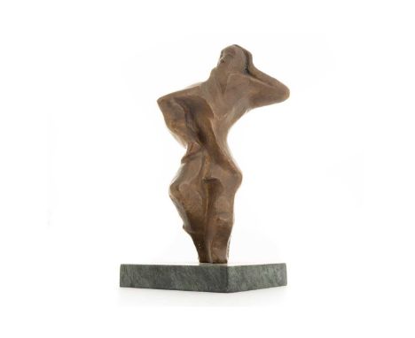 * BENNO SCHOTZ RSA (ESTONIAN 1891 - 1984), JEWISH DANCER bronze sculpture on marble base, signed26cm highNote: Sculptor and t