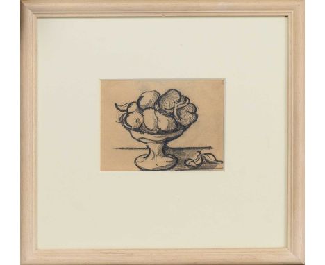 * MARGARET MORRIS (BRITISH 1891 - 1980), STILL LIFE - FRUIT BOWL charcoal on paper, titled label versomounted, framed and und