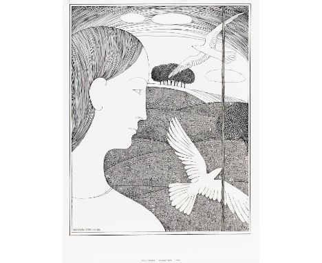 * HANNAH FRANK (SCOTTISH 1908 - 2008), GIRL AT WINDOW lithograph on paper, signed in pencilunframedoverall size 40cm x 30cm N