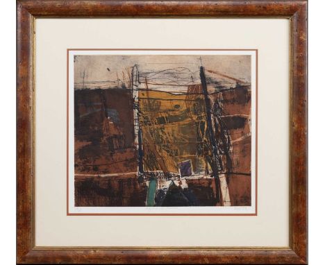 * BARBARA RAE CBE RA RSA RE (SCOTTISH b. 1943), HIGHLAND FENCE limited edition etching and aquatint on paper, signed, titled,