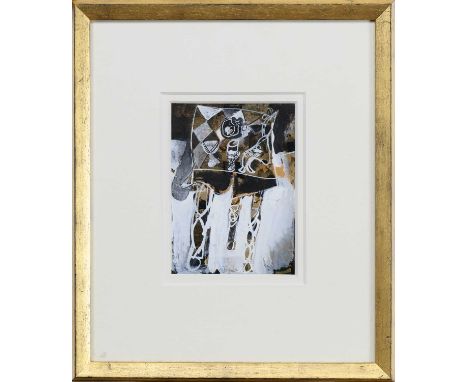 * JOHN BYRNE RSA (SCOTTISH 1940 - 2023), TABLE TOP mixed media on paper, signed, titled label versomounted, framed and under 