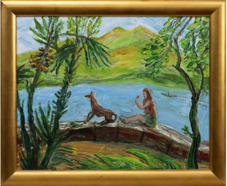 * LADY LUCINDA MACKAY (SCOTTISH b. 1941), WALLFLOWERS, MENAGGIO, ITALY acrylic on canvas, signed, titled and dated '17 versof