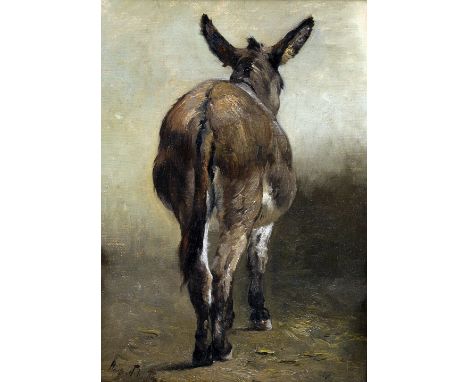 ENGLISH SCHOOL (19th/20th century)
Study of a Donkey
Oil on canvas
Indistinctly signed
27 x 39 cm, framed CONDITION REPORTS: 