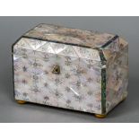 A Victorian mother-of-pearl and abalone shell tea caddy With engraved floral decoration,