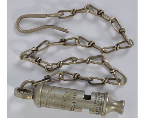 POLICE WHISTLE: An original Victorian / early 20th century Police ' Metropolitan ' uniform whistle, impressed with ' Halifax 