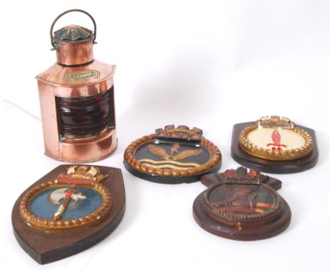 PLAQUES: A collection of plaster ships - fleet air arm aviation plaques on oak armorial plinths to include London, 892  Squad