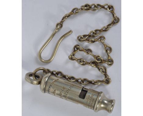 POLICE WHISTLE: An original early 20th century / Victorian Police ' Metropolitan ' uniform whistle, impressed with ' Bootle C