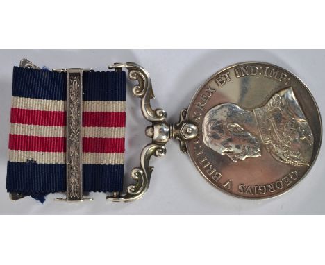 MILITARY MEDAL: A rare First World War WWI unnamed Military Medal and Bar. Complete with Bertram McKenna initials under the n