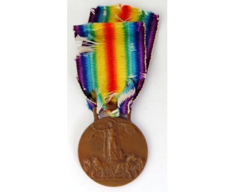 ALLIED VICTORY MEDAL: A First World War WWI issued llied Victory Medal of Italian issue. Unengraved (as standard). With origi
