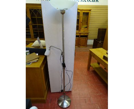 Silver metal finished standard lamp with reading light E/T