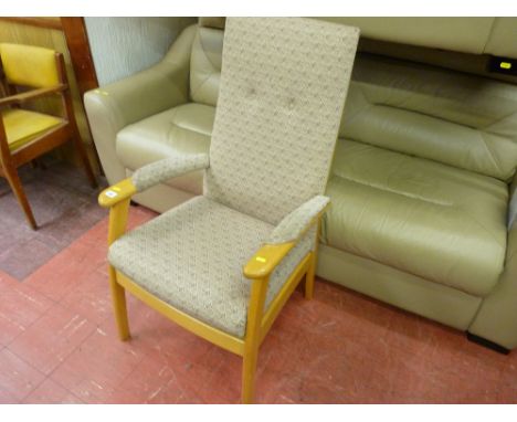 Light wood and fawn wipe-clean easy chair