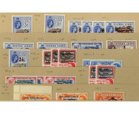 Sierra Leone. 1963 Postal Commemoration varieties, unmounted mint. 24 stamps with listed varieties including SG 278a, 280a an