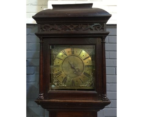 An 18th Century and later 30-hour longcase clock, the 10.25 inch square brass dial with single hour hand, matted centre, Roma