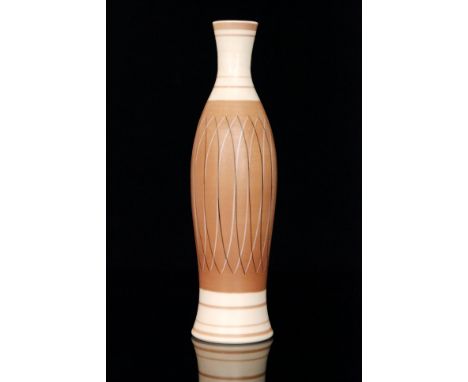 A large Poole Pottery Freeform PRB pattern shape 694 vase, painted and impressed marks, height 37cm, restored