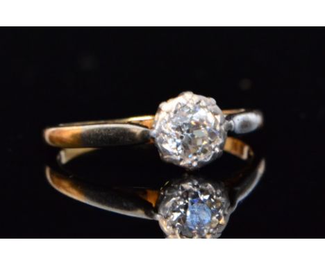 A mid 20th Century 18ct diamond solitaire, illusion set old cut stone to platinum shoulders, weight of stones approximately 0