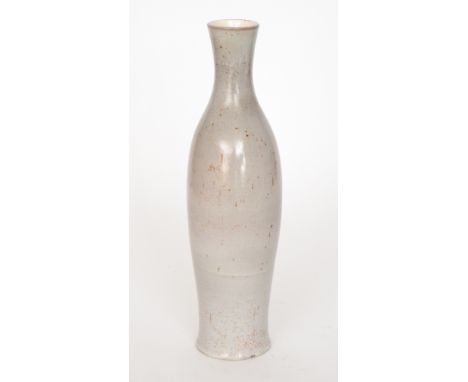 A 1950s Poole Pottery Freeform shape 694 vase decorated in grey with red spotting, printed Hand Made mark, height 36.5cm